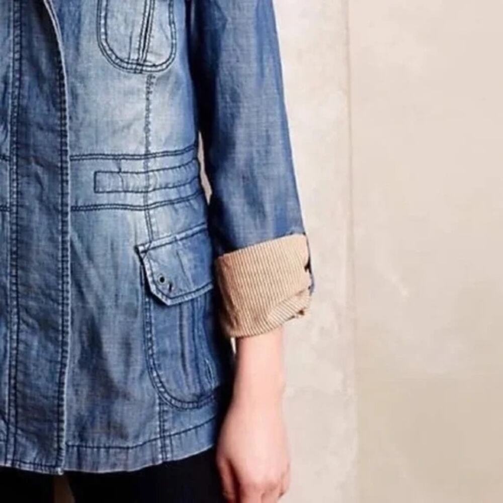 ANTHROPOLOGIE Marrakech Chambray Anorak Denim Jacket Size XS ✨💙✨ - Picture 2 of 14